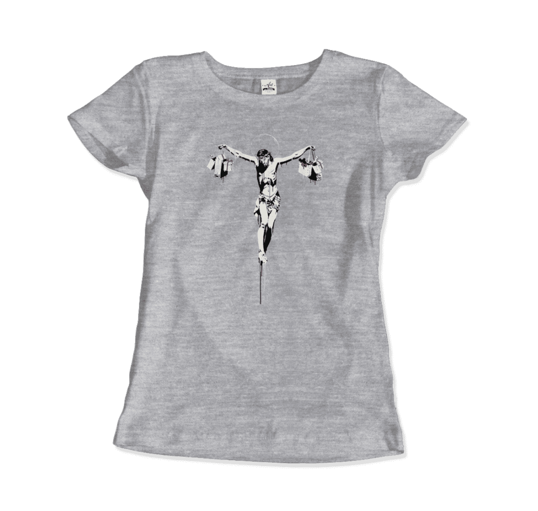 Banksy Christ with Shopping Bags street art t-shirt