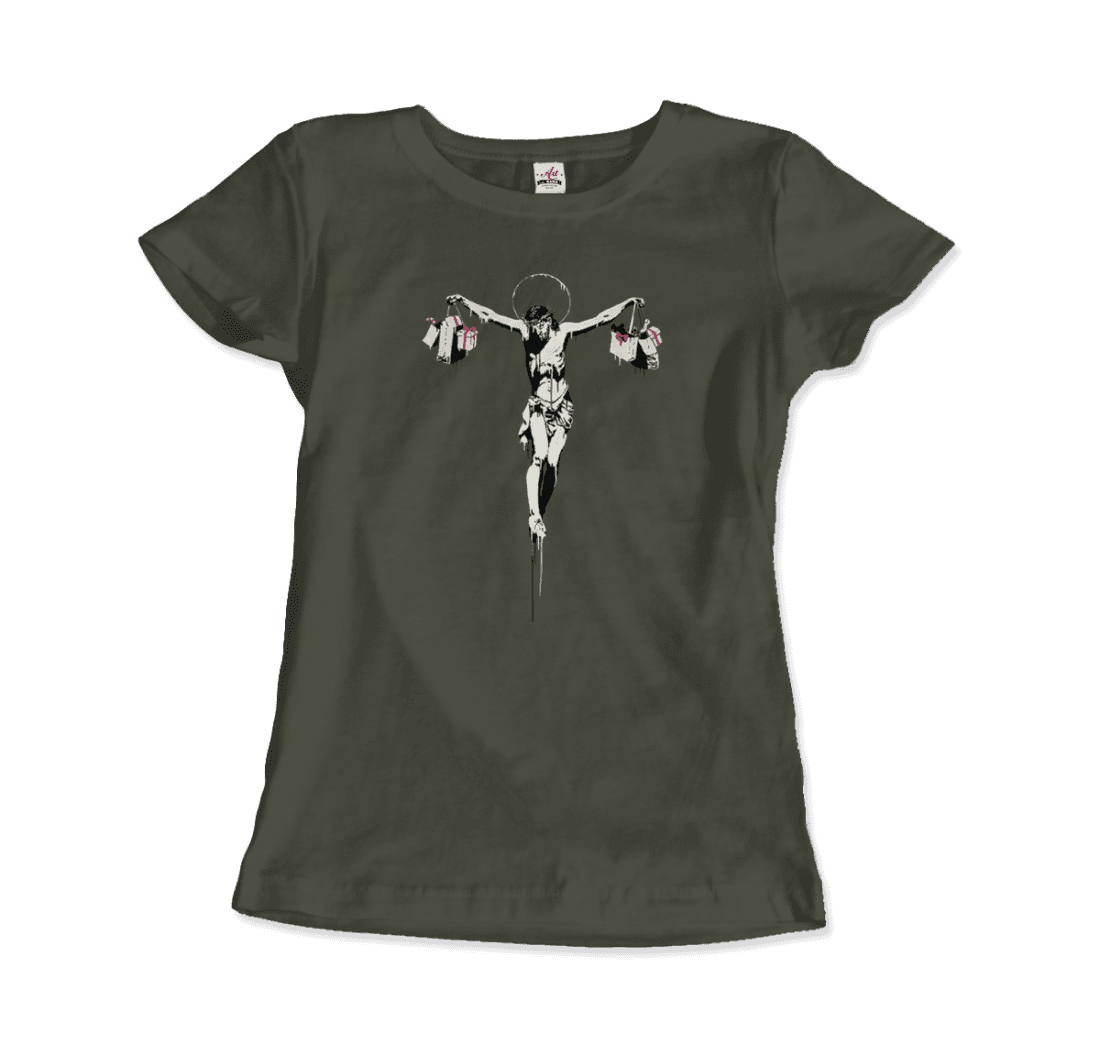 Banksy Christ with Shopping Bags street art t-shirt