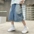 Kids Vintage Capris Denim Pants Teens Child Loose Style Knee Length Jeans 5-14Y 2025 Tween Boy Casual Denim Shorts for Summer