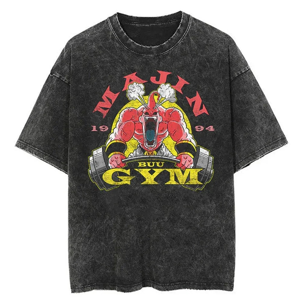 T-shirt Men's Street Clothing Dragon Ball Cartoon Pattern Vintage T-shirt Neutral Casual White Cotton Women T-shirt Top