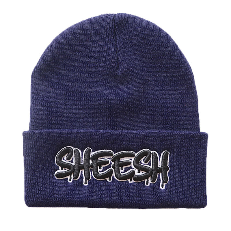 Embroidered SHEESH Knitted Hat Warm Woolen
