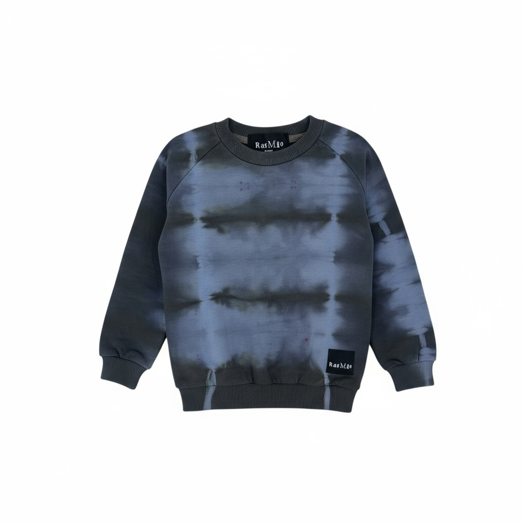 Kids Crewneck – Blue Tie-Dye | Organic Cotton