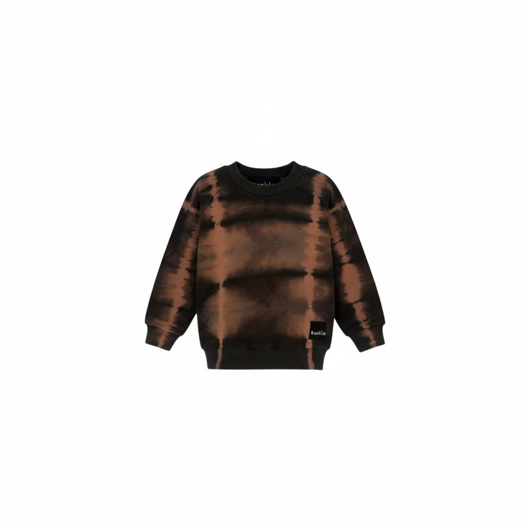Kids Crewneck – Earthy Brown Tie-Dye | Organic Cotton