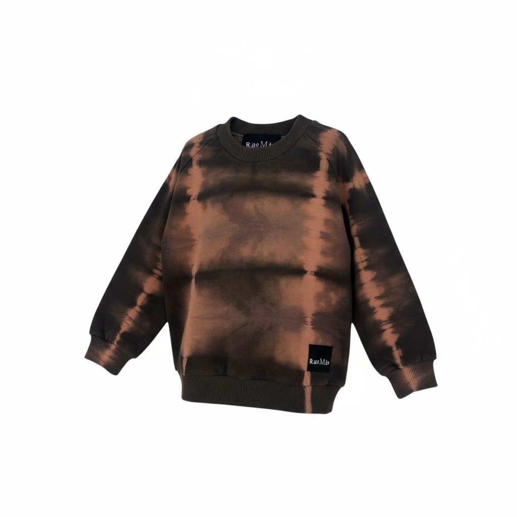 Kids Crewneck – Earthy Brown Tie-Dye | Organic Cotton