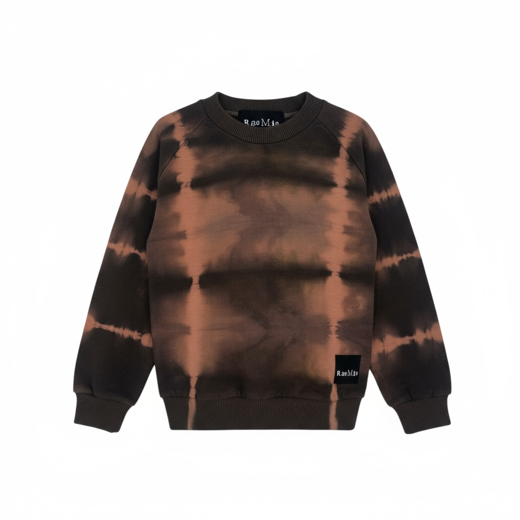 Kids Crewneck – Earthy Brown Tie-Dye | Organic Cotton