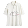 Rabbit Embroidered Short-sleeved Polo Shirt For Men