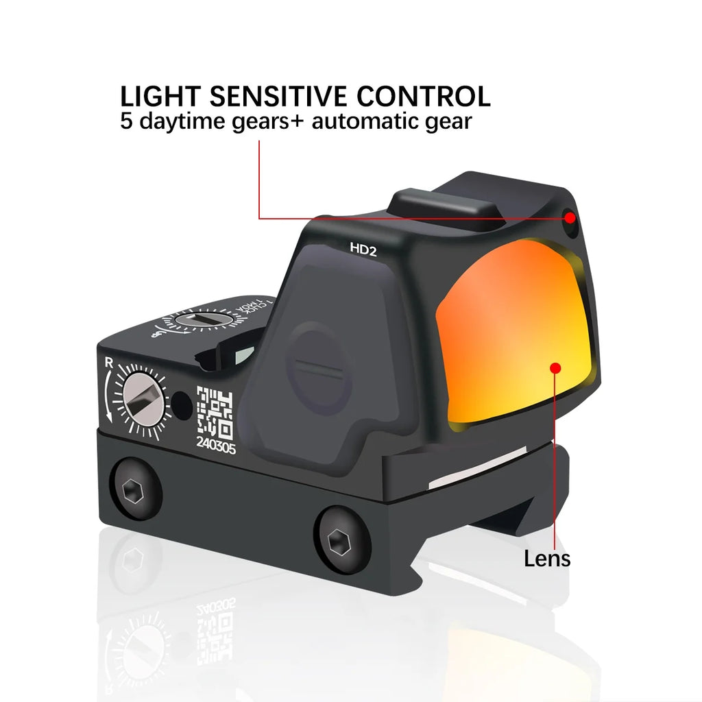 RM-HD High-definition Automatic Photosensitive Metal Holographic Sight Red Green Dot Tactical Sight for Glock17/19 Base Mount