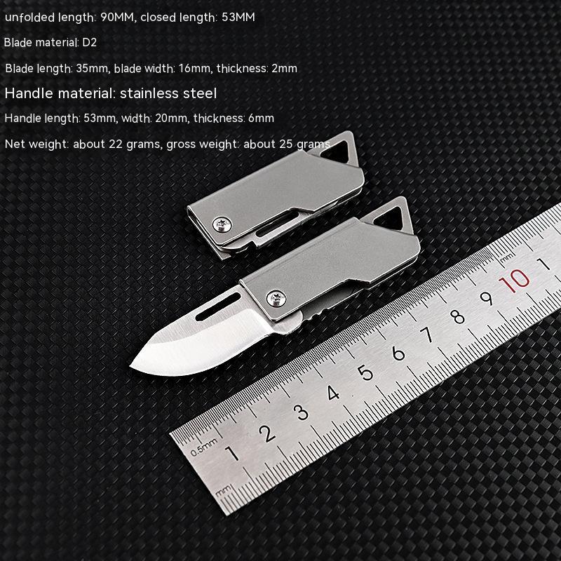 D2 Steel Folding Camping Knife Keychain