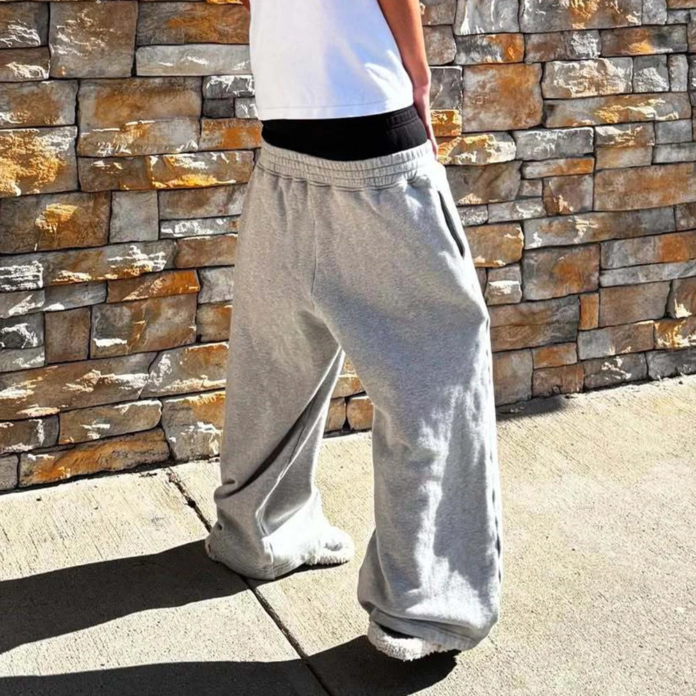 Y2K High-Waisted Printed Embroidered Street Guard Pants Spring Summer Casual Straight Leg Double Waist Design Fashionable