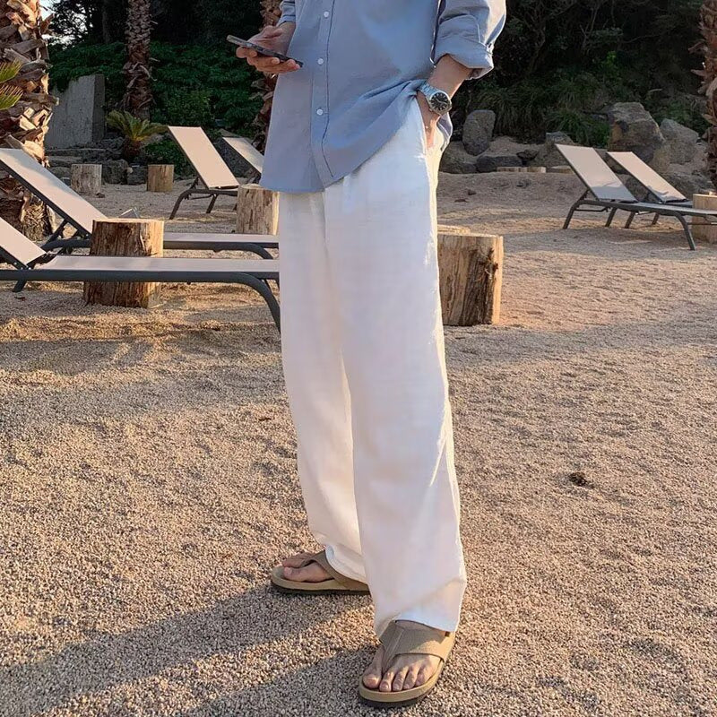 Men's Wide-Leg Loose All-Match Straight-Leg Linen Trousers