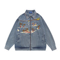 Punk Retro Cartoon Embroidered Denim Jacket