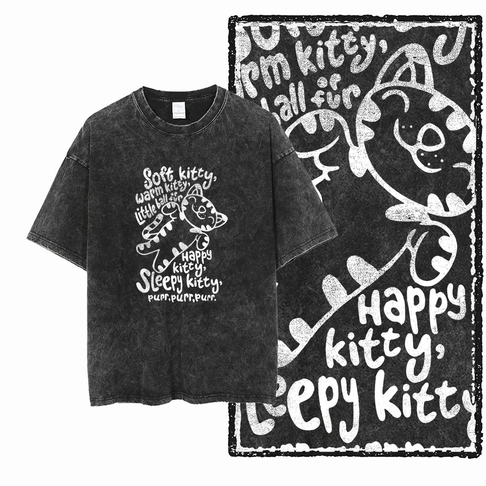 COOLMIND DB cat Printed Cotton Acid Washed Exclusive Graphic Unisex T Shirt Cool Streetwear Men Tshirts Big Size Tee for men