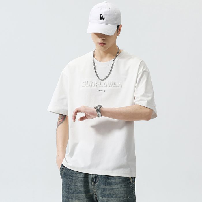 Trendy Loose-fitting Versatile Heavyweight Short-sleeve T-shirt For Men