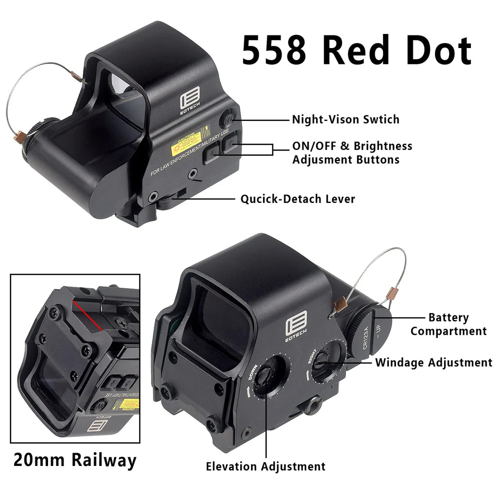 EOTECH G43 G33 G45 3X 5X Magnifier Scope EOTECH 558 Holographic Collimator Red Dot Sight 20mm Rail Hunting Airsfot Optics Scope