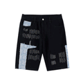 Contrast Panel Embroidered Denim Shorts Men's