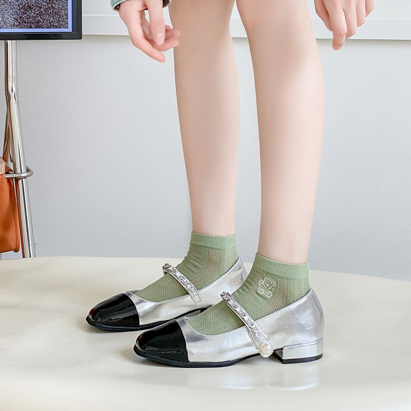 6pairs Embroidered Flower Short Socks For Women, Thin Boat Socks, Mesh Breathable Socks, Teddy Bear Love Short Tube Socks For Women