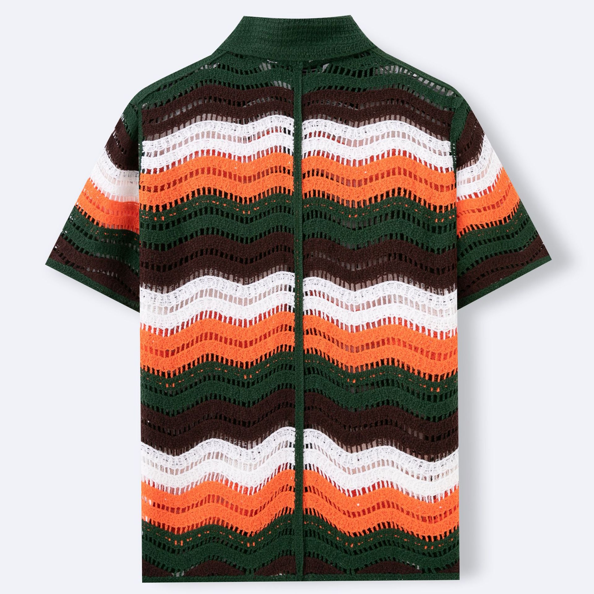 Men's Lapel Short-Sleeve Crochet Polo Shirt