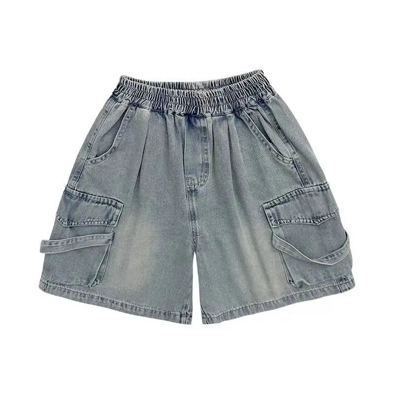 Summer Boys Denim Shorts Multi-Pocket Denim Shorts For Kids 2-10Years Casual Comfort Children Shorts Teen Cargo Shorts