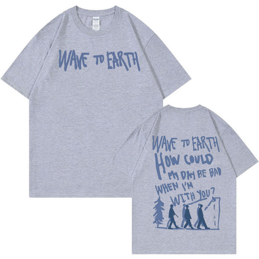 Retro Wave Earth Music Album Print T-Shirt