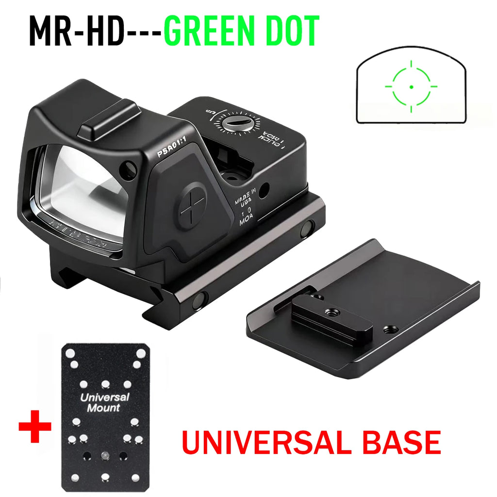 RM-HD High-definition Automatic Photosensitive Metal Holographic Sight Red Green Dot Tactical Sight for Glock17/19 Base Mount