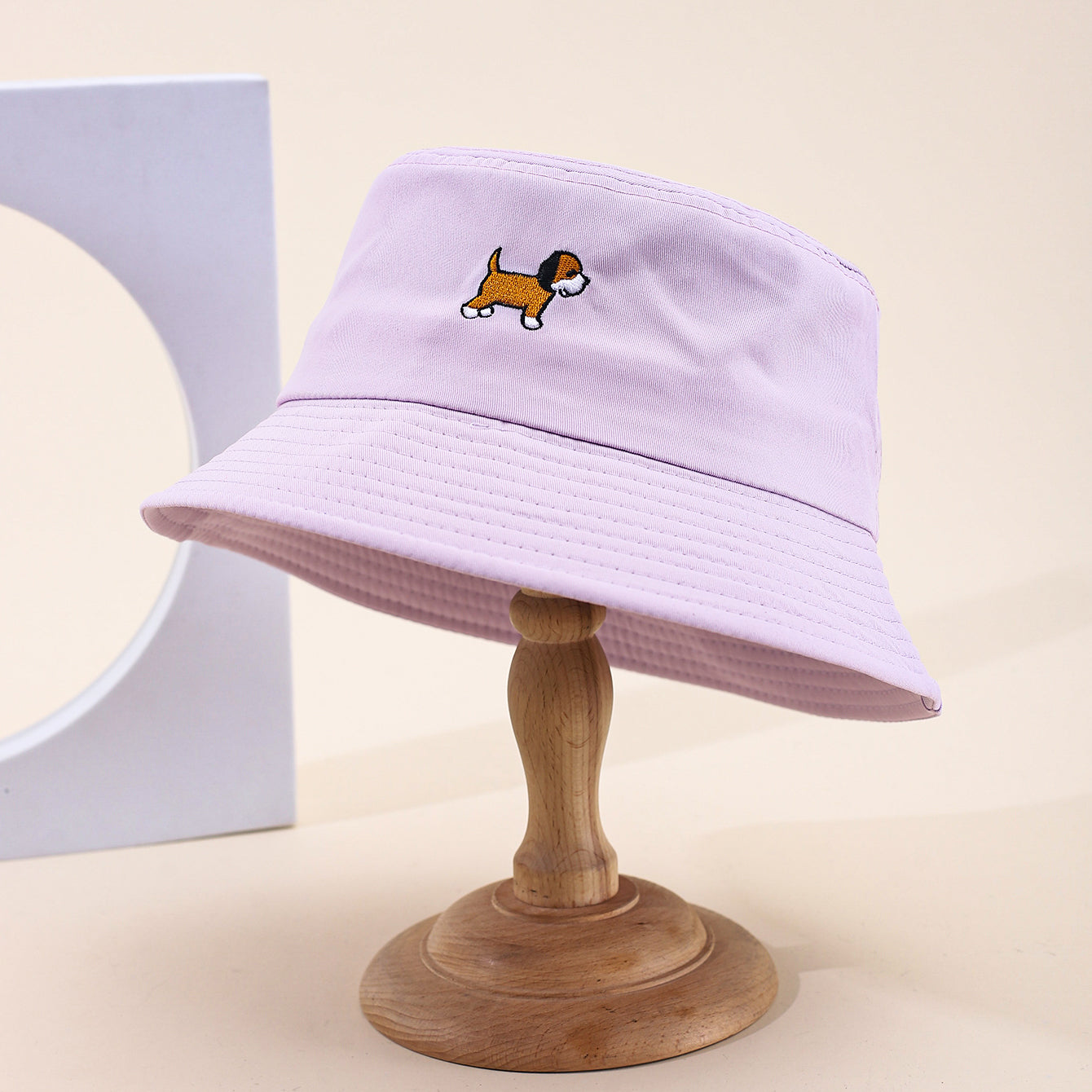Single-color Embroidered Puppy Adjustable Fashionable And Simple Style Wide-brimmed Sun Hat For Fishermen Suitable For Daily Outings And Traveling