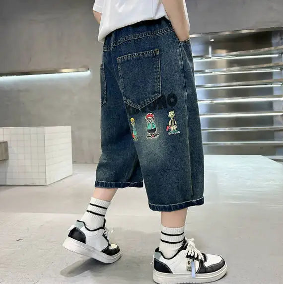 Kids Denim Shorts Summer New Children's Loose Teen Capri Pants High Quality Boys Clothes Short Jeans 5 6 7 8 9 10 11 12 13 14Y