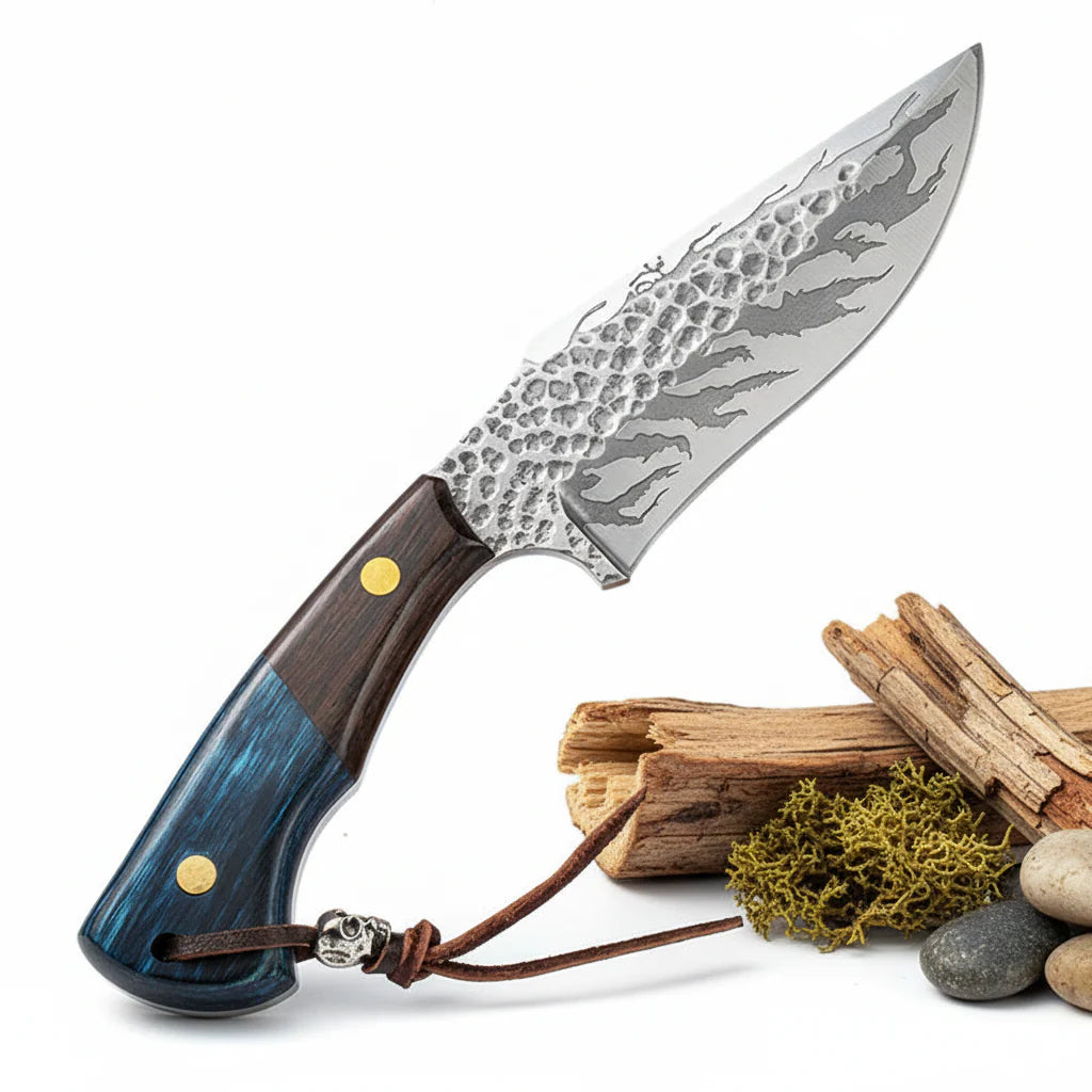 Damascus outdoor fixed blade knife Outdoor Knife with Leather Sheath