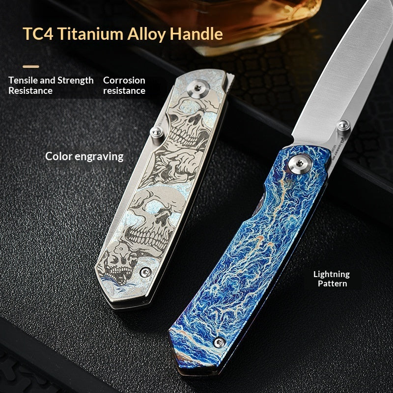 High-end EDC Alloy Folding TC4 High-hardness Portable Multi-functional Survival Outdoor Knife