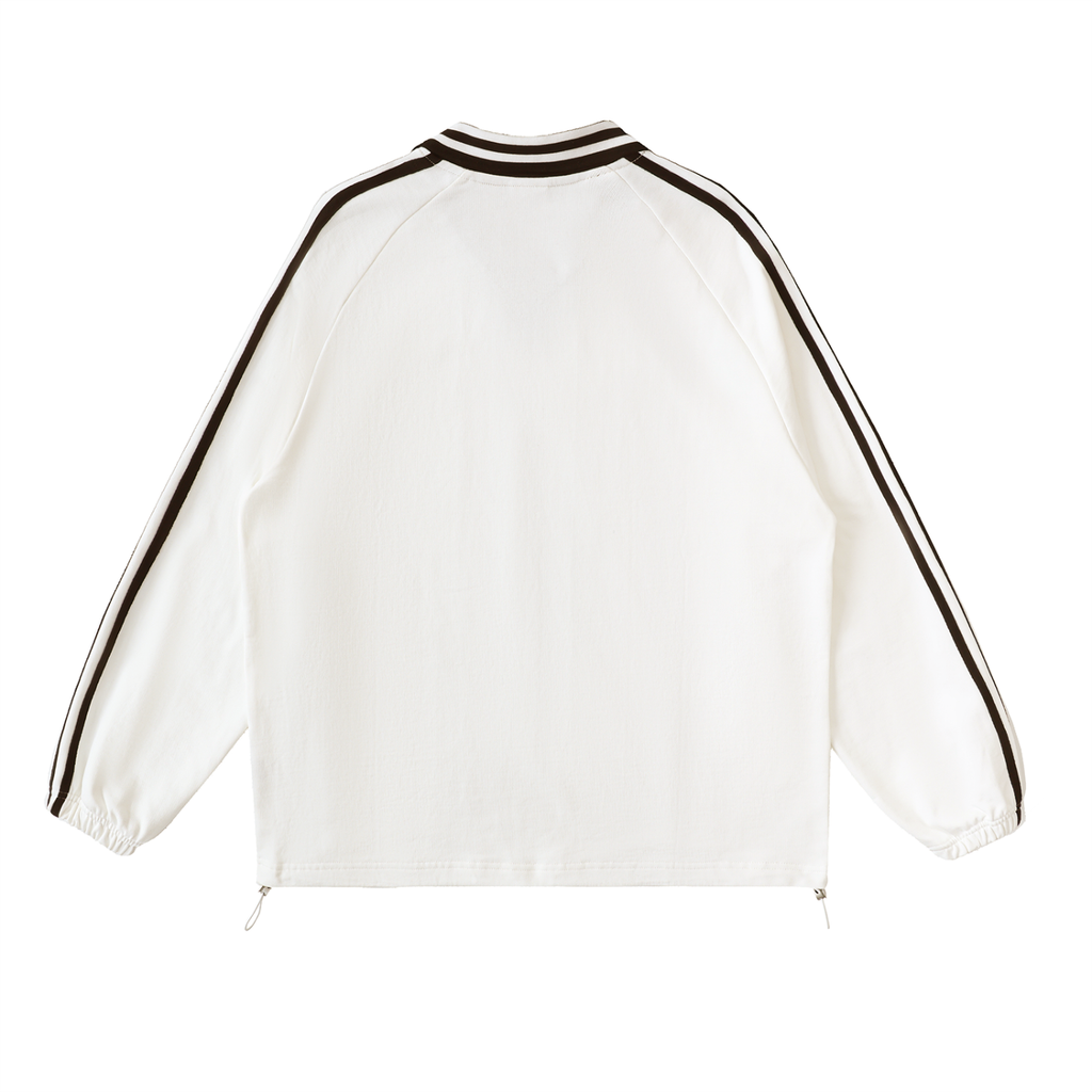 Skelly Contrast Striped Lapel Collar Sweatshirt
