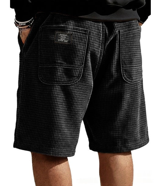 Multi-Pocket Embroidered Drawstring Elastic Waist Casual Shorts