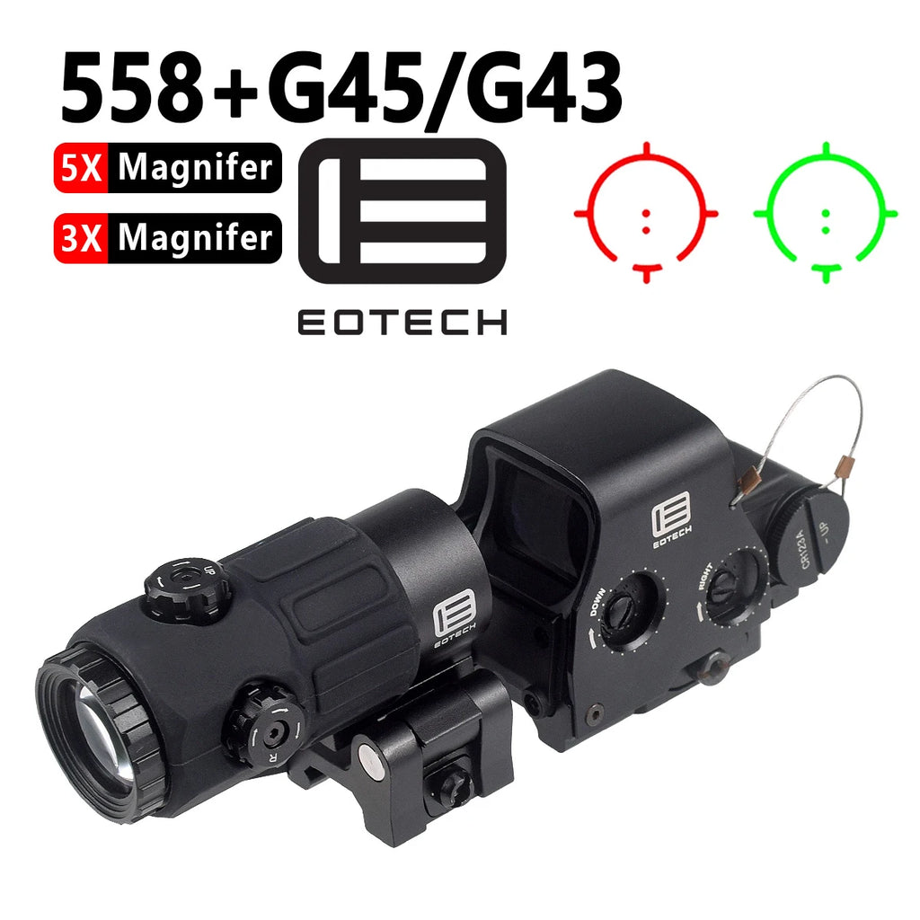 EOTECH G43 G33 G45 3X 5X Magnifier Scope EOTECH 558 Holographic Collimator Red Dot Sight 20mm Rail Hunting Airsfot Optics Scope