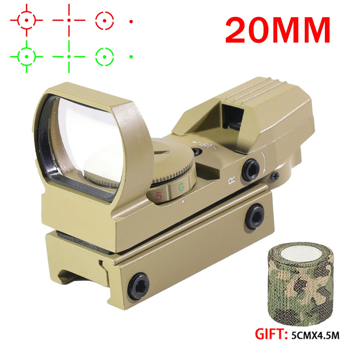 Tactics HD101 HD103 1X40 Red Dot Sight Hunting Scope Red/Green Reflex Holographic Dot Sight 4 Reticle Scope 11mm/20mm