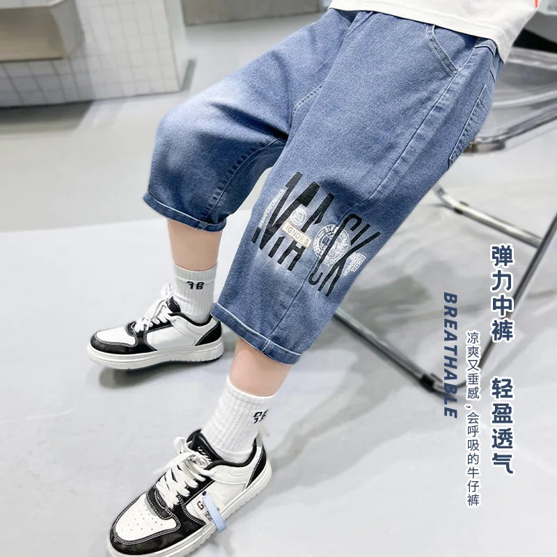 Kids Denim Shorts Summer New Children's Loose Teen Capri Pants High Quality Boys Clothes Short Jeans 5 6 7 8 9 10 11 12 13 14Y