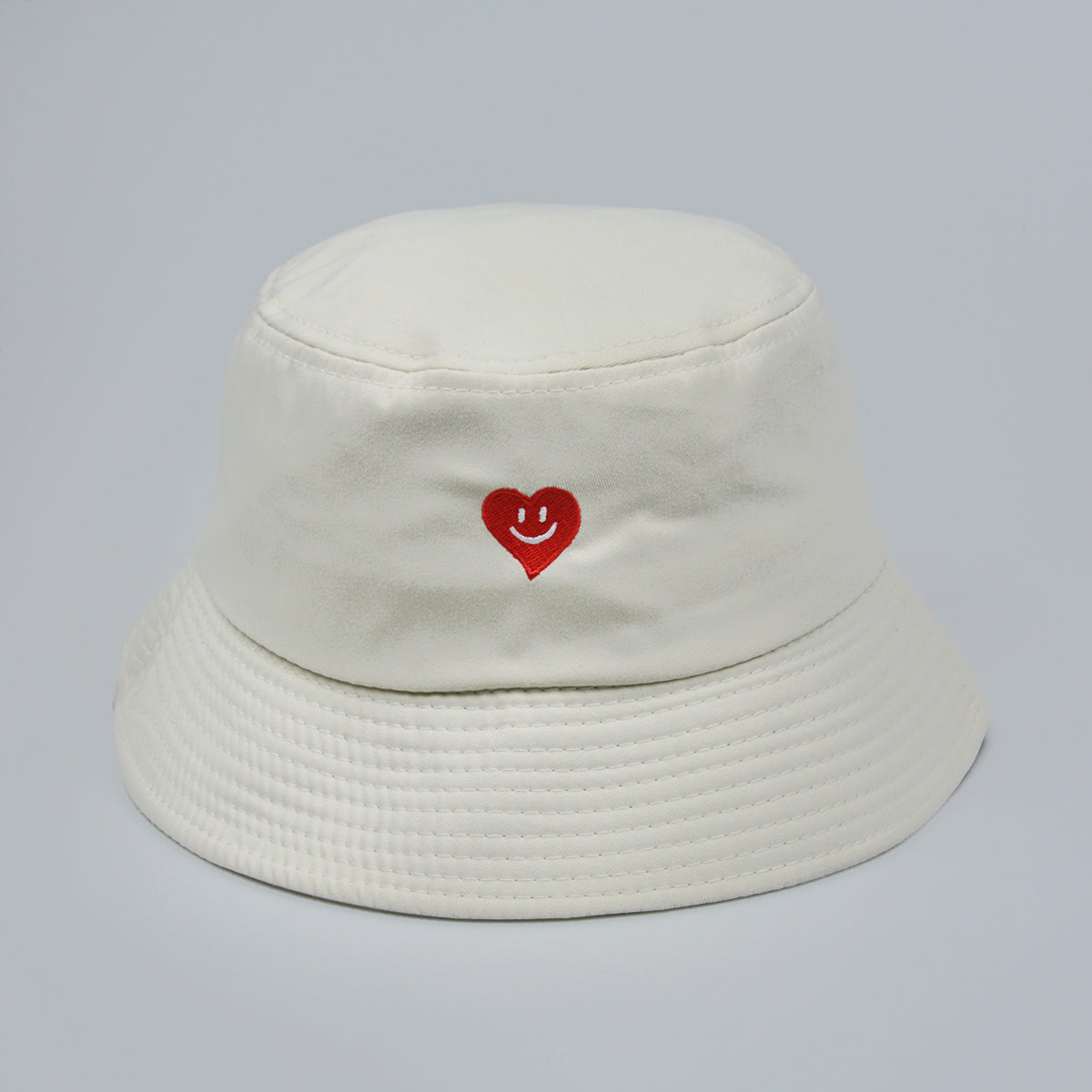 Women's Single-color Embroidered Heart-shaped Smiling Face Pattern Fashion And Simple Style Fishing Hat, Suitable For Daily Commuting, Outdoor Sun Protection, Shopping And Traveling.