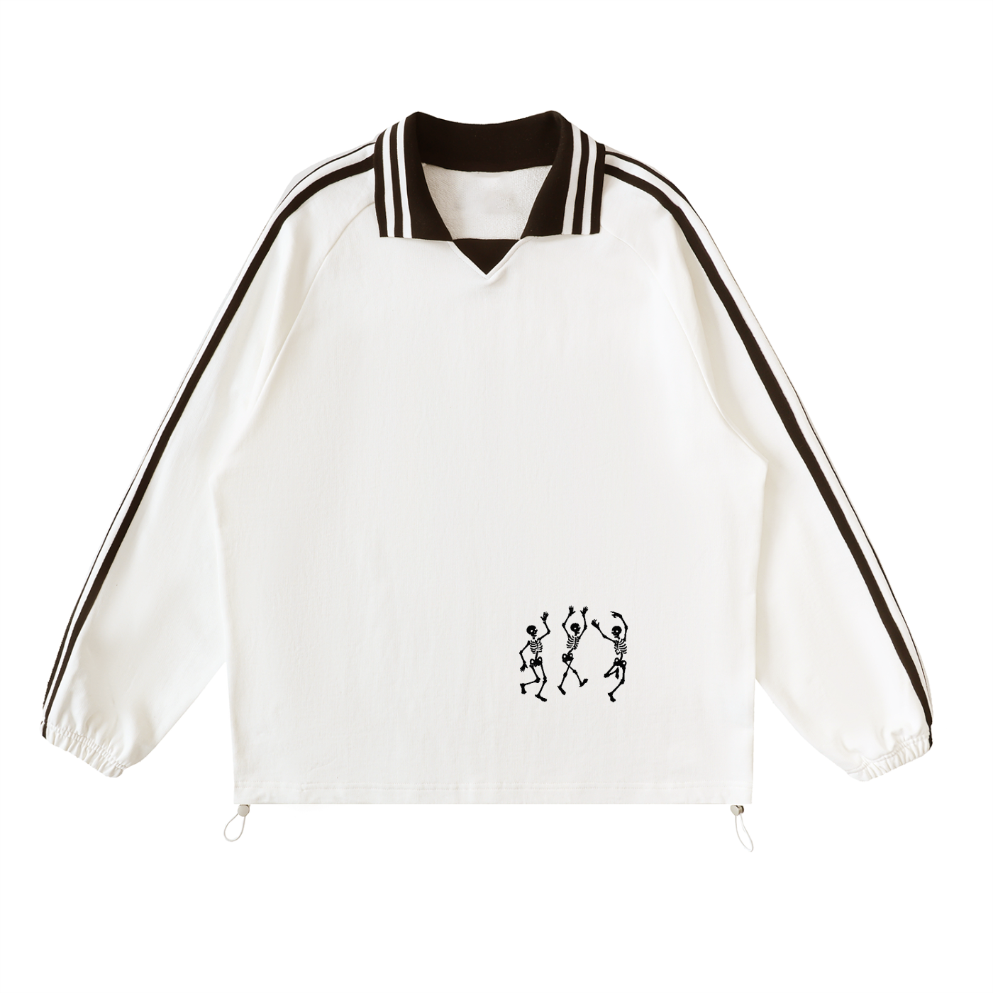 Skelly Contrast Striped Lapel Collar Sweatshirt