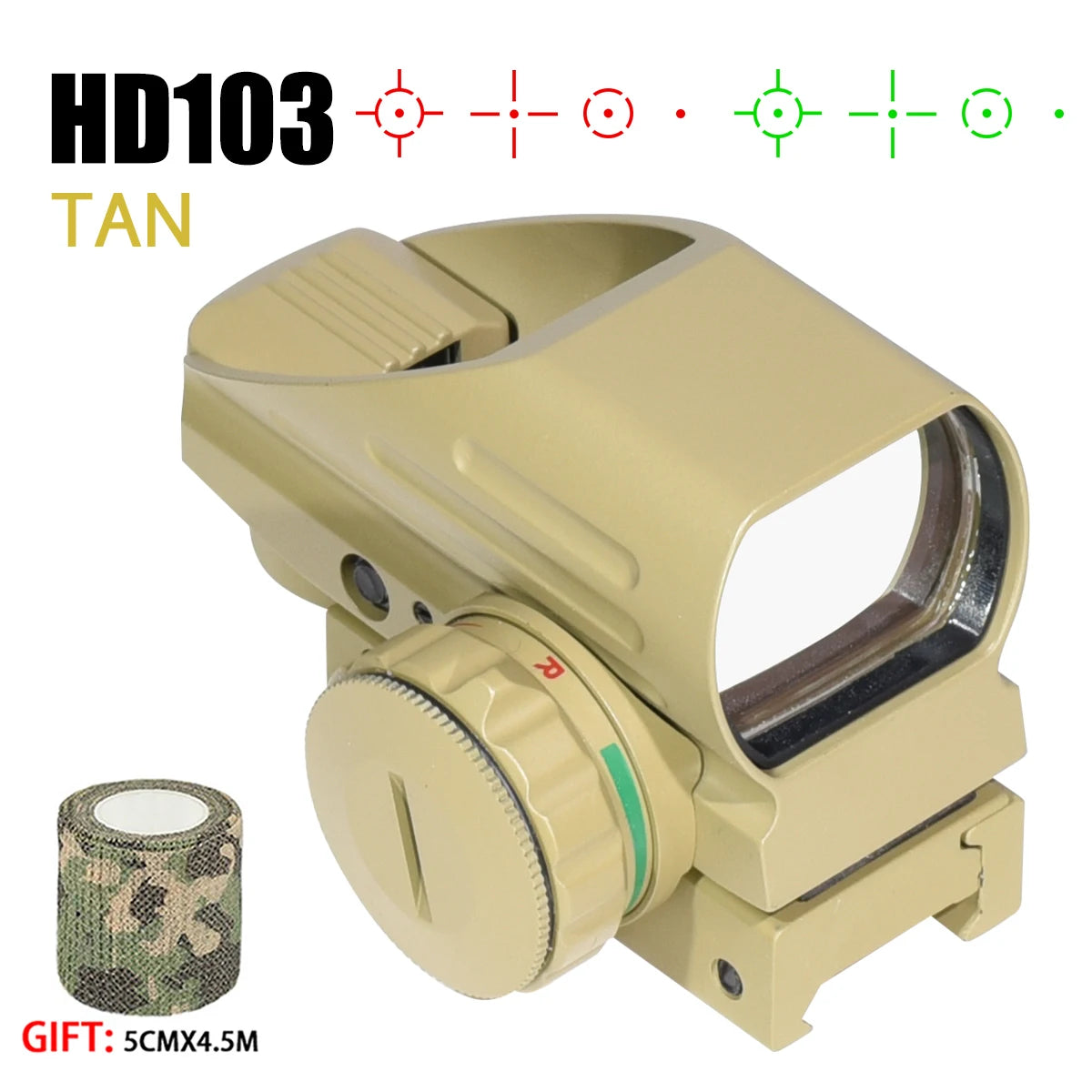 Tactics HD101 HD103 1X40 Red Dot Sight Hunting Scope Red/Green Reflex Holographic Dot Sight 4 Reticle Scope 11mm/20mm