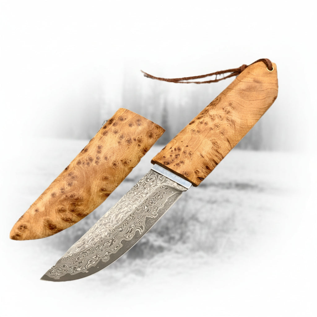 Damascus VG10 Short Knife – Outdoor EDC Camping Knife