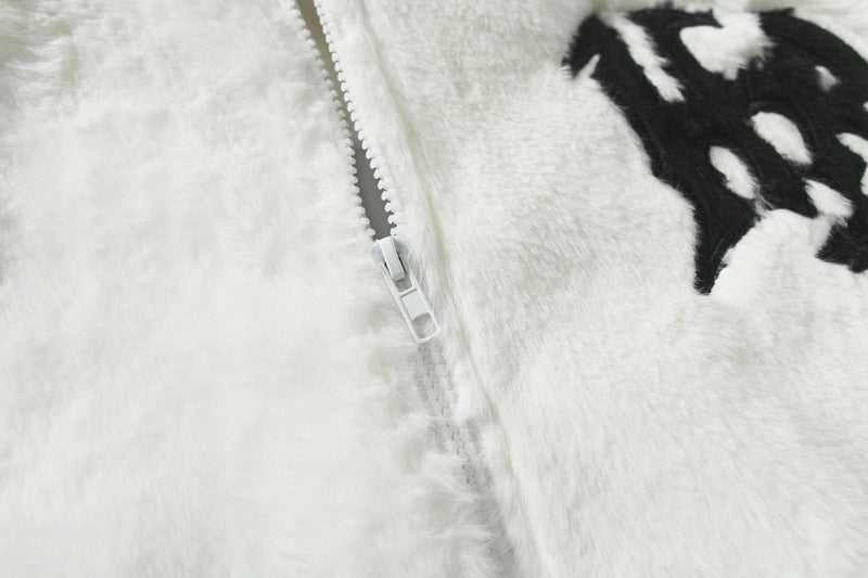 Stars Heart Embroidered Plush Thickened Cotton Padded Coat