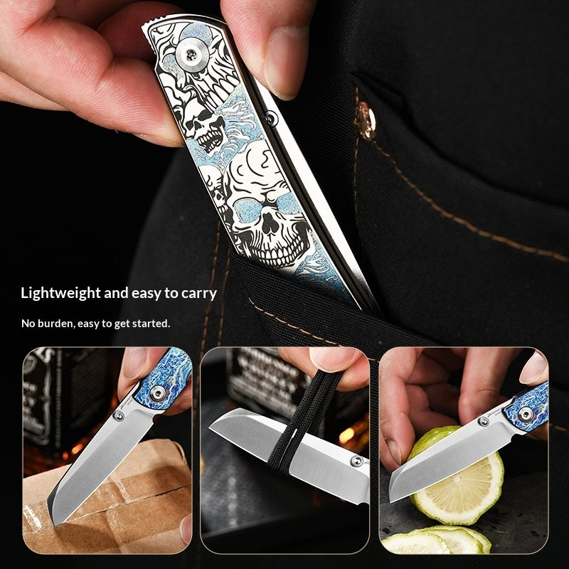 High-end EDC Alloy Folding TC4 High-hardness Portable Multi-functional Survival Outdoor Knife