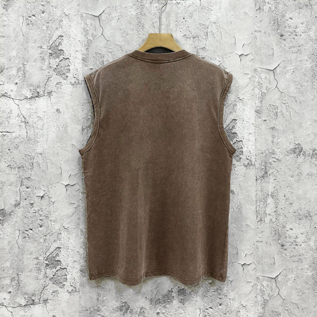 Euro-American Streetwear Distressed Sleeveless T-shirt Vest