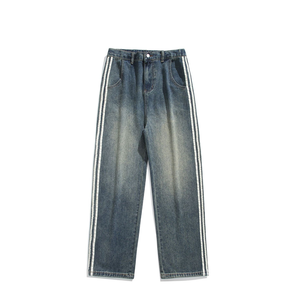 Fashion American Vintage Stripe Jeans Men