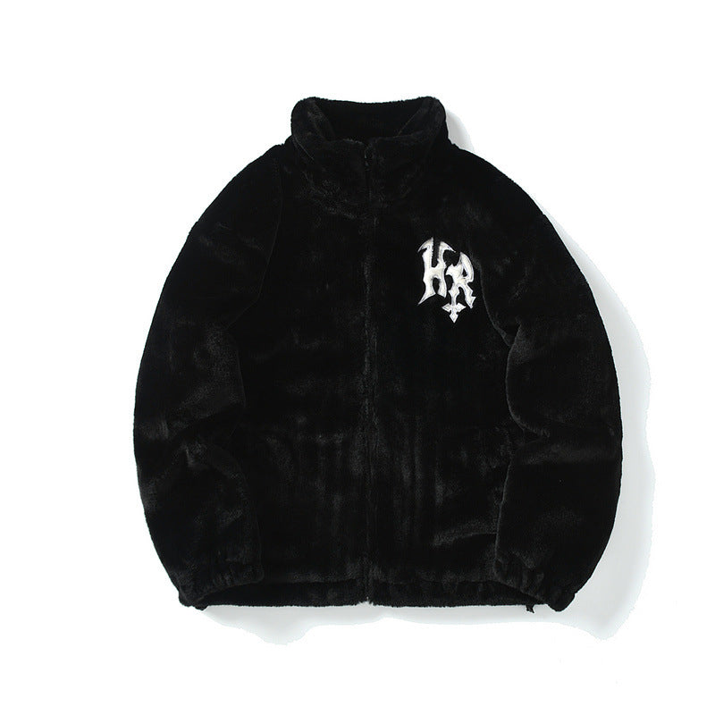 Stars Heart Embroidered Plush Thickened Cotton Padded Coat