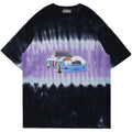 European And American Street Washing Retro Tie Dyeing Process Car Printing Loose Casual Cotton Short Sleeve T-shirt Half Sleeve For Lovers