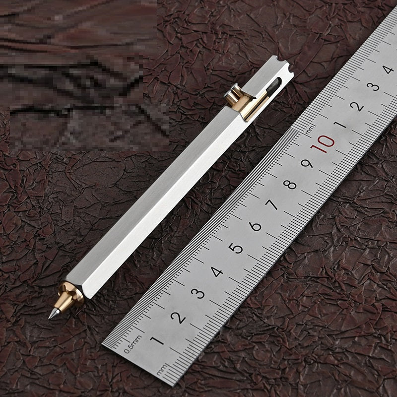 Stainless Steel Hexagonal Bolt Tactical Pen Brass Neutral Business Signature Ballpoint
