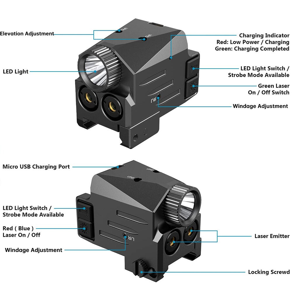 500 Lumens Tactical Gun Light Red Green Laser Airsoft