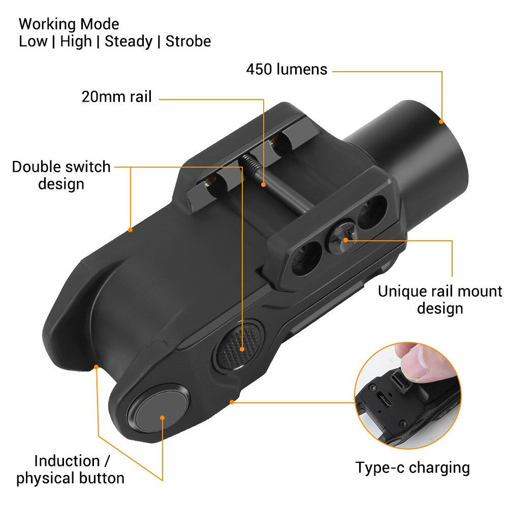 500 Lumens Pistol Light Smart Sensor Switch Airsoft