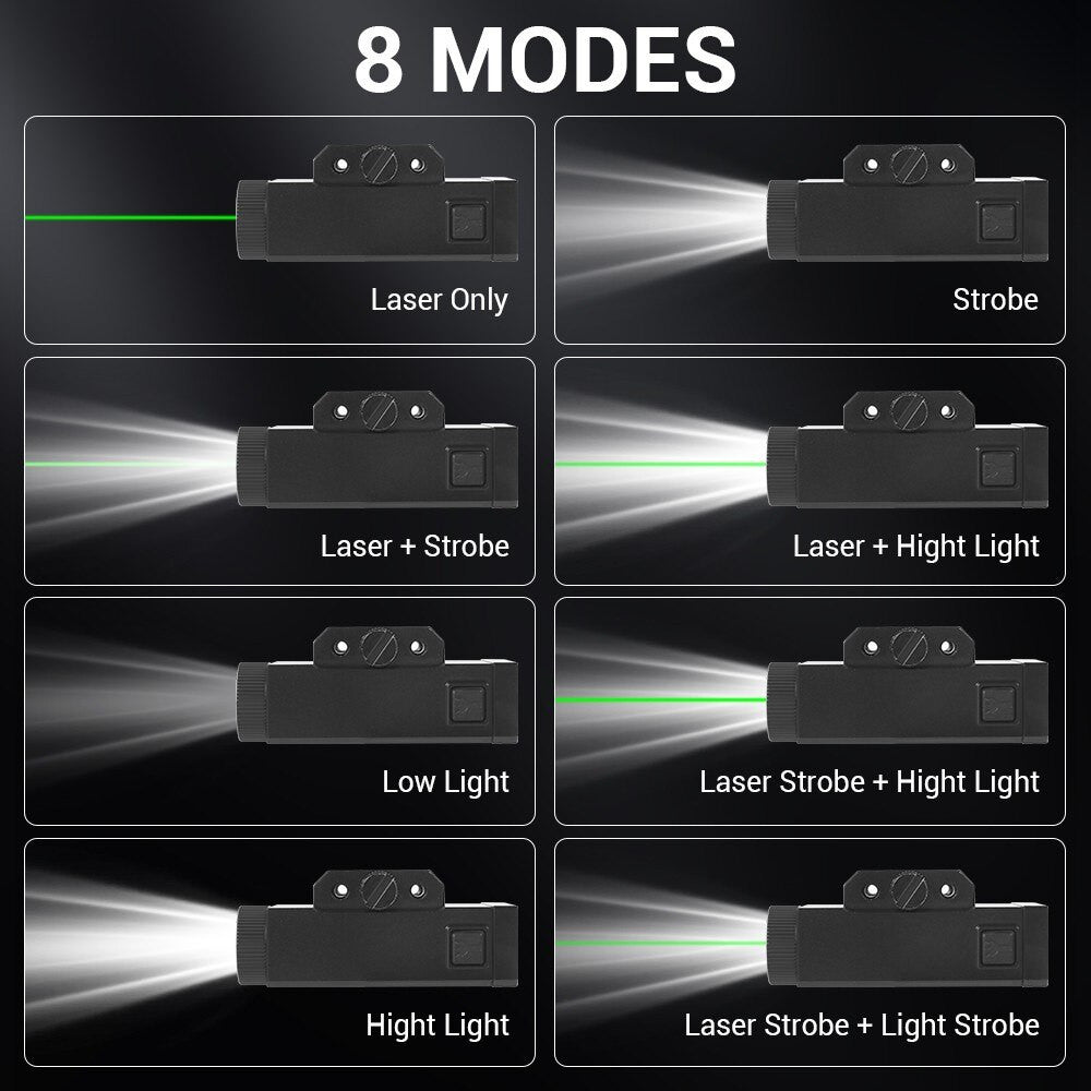1000 Lumens Pistol Light with Green Laser Tactical LED Airsoft