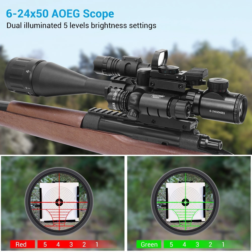 6-24x50AO Tactical Riflescope Hunting Scopes Airsoft