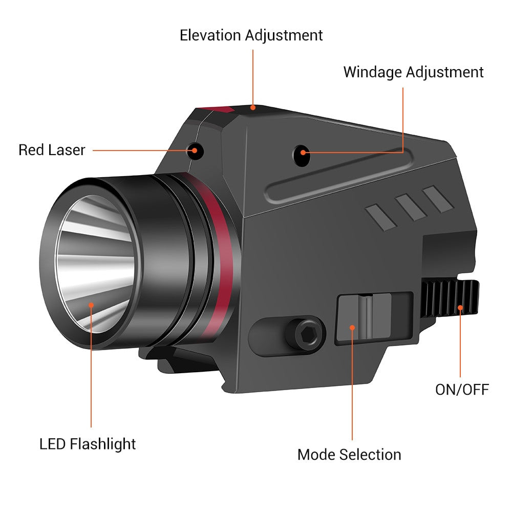 Tactical Gun Light with Red Laser