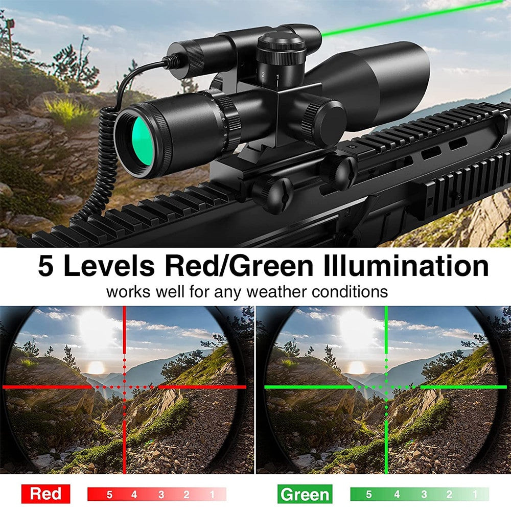 2.5-10x40E Red & Green Illuminated Rifle Scope Mil-dot Gun Scope Green Laser